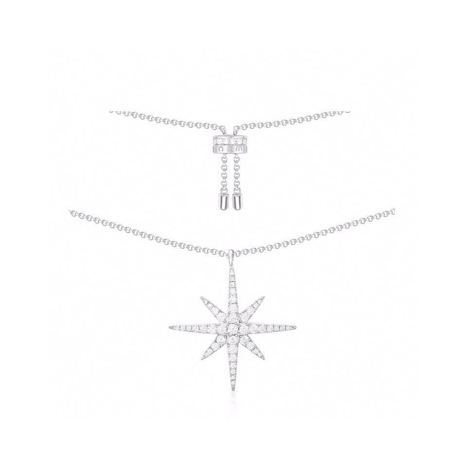 APM Monaco Elegant Silver Star Pendant Anklet
